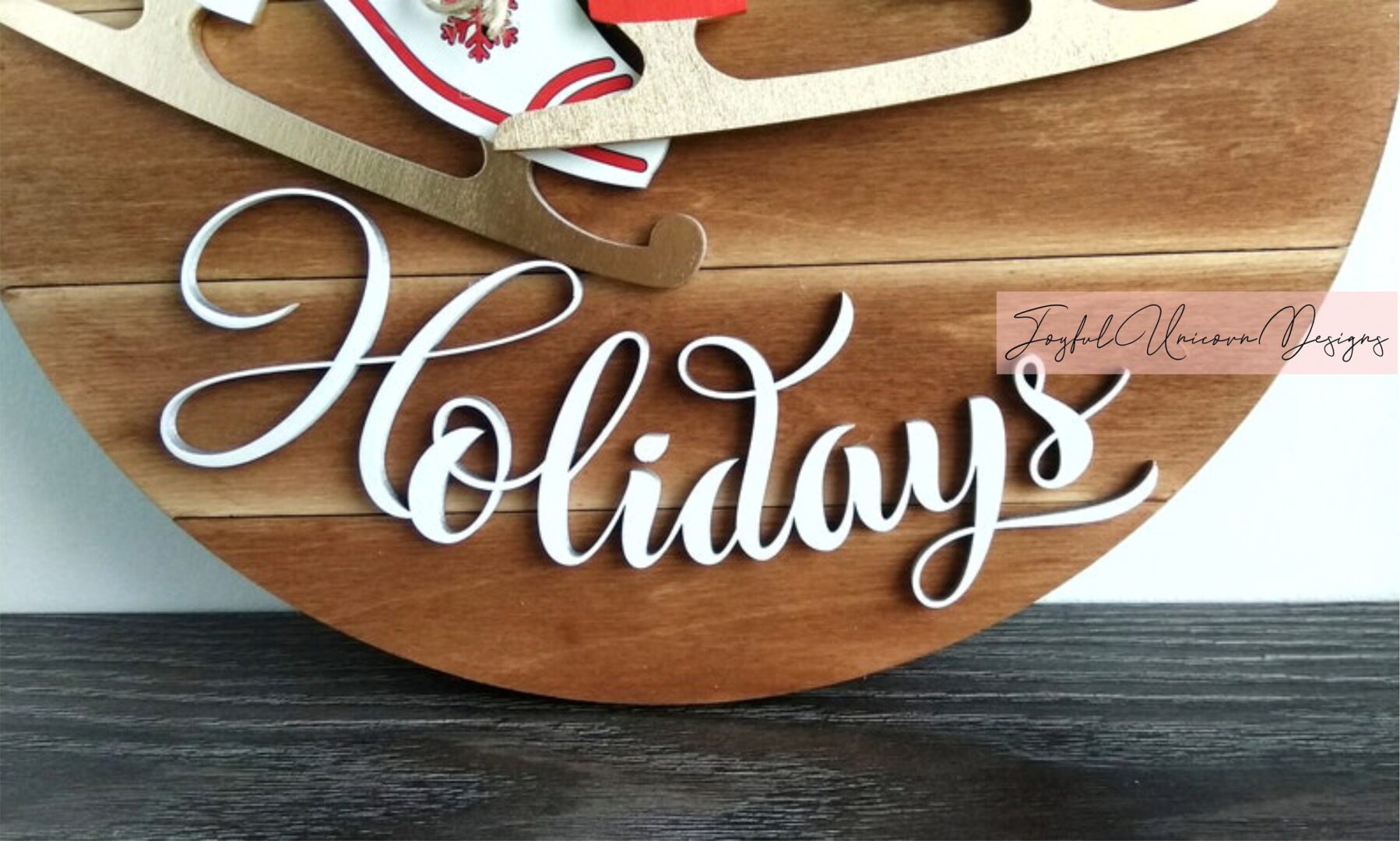 Ice Skate Holidays Sign SVG Winter Door Hanger Laser Cut File Christmas Skates Round Sign Glowforge Cricut Xtool PDF DXF Digital Download - Image 3