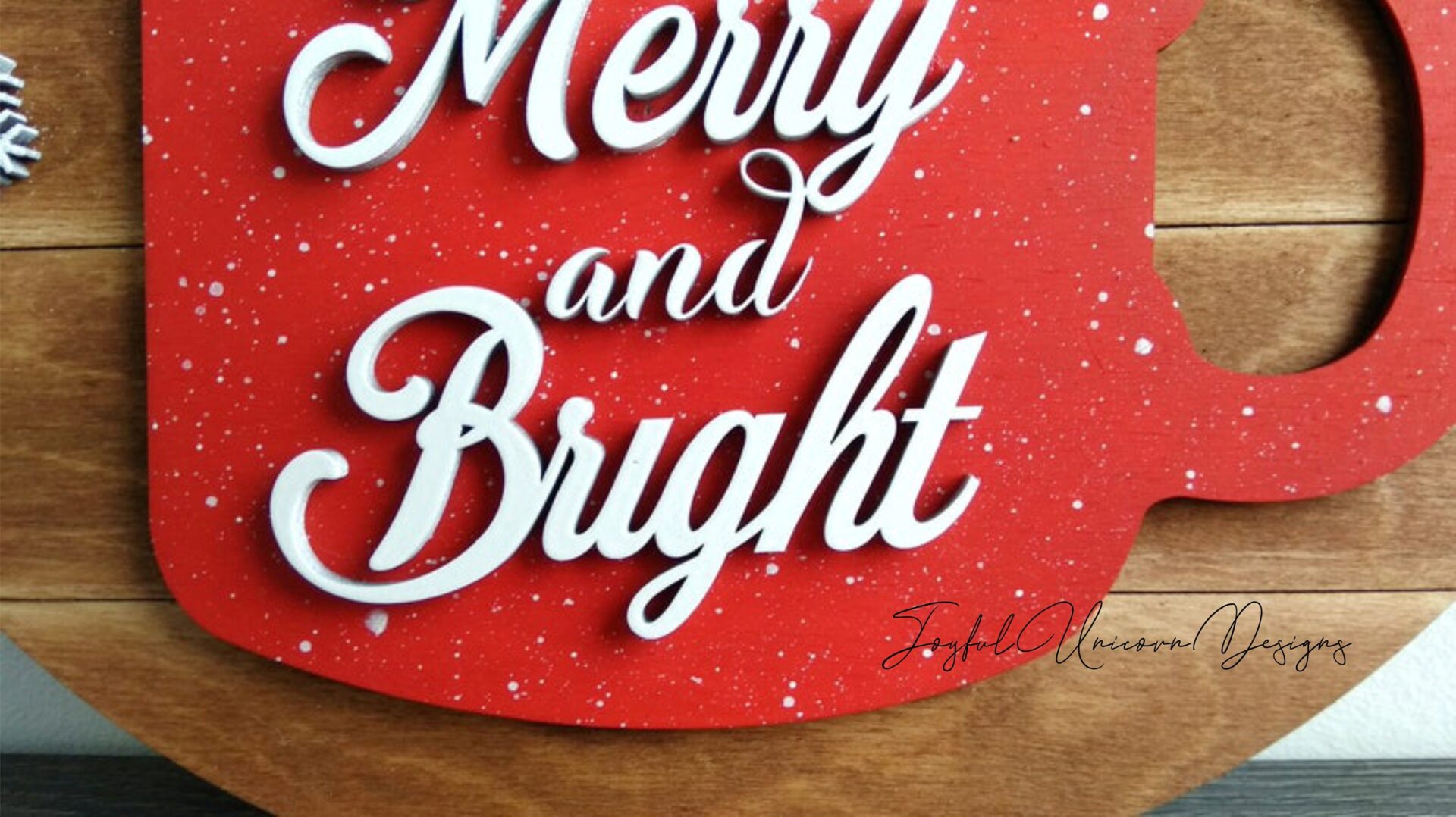 Hot Cocoa Mug Sign SVG Merry and Bright Christmas Sign SVG Christmas Door Hanger Laser Cut File for Glowforge XTool Winter Decor DXF - Image 4