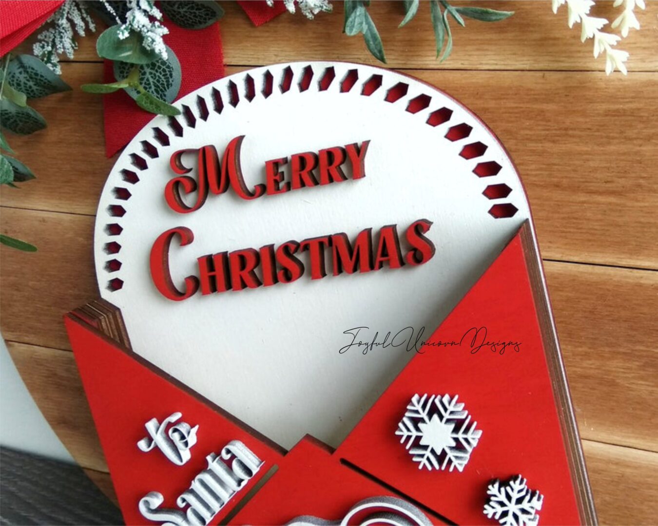 Letters To Santa MailBox SVG North Pole MailBox Merry Christmas Sign SVG Glowforge Cricut Xtool Ready Files Christmas Layered Design SVG - Image 4