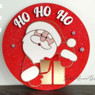 Ho Ho Ho Santa Claus Sign SVG Christmas Door Hanger SVG Christmas Welcome Sign DXF Christmas Glowforge Xtool Ready File Front Door Decor