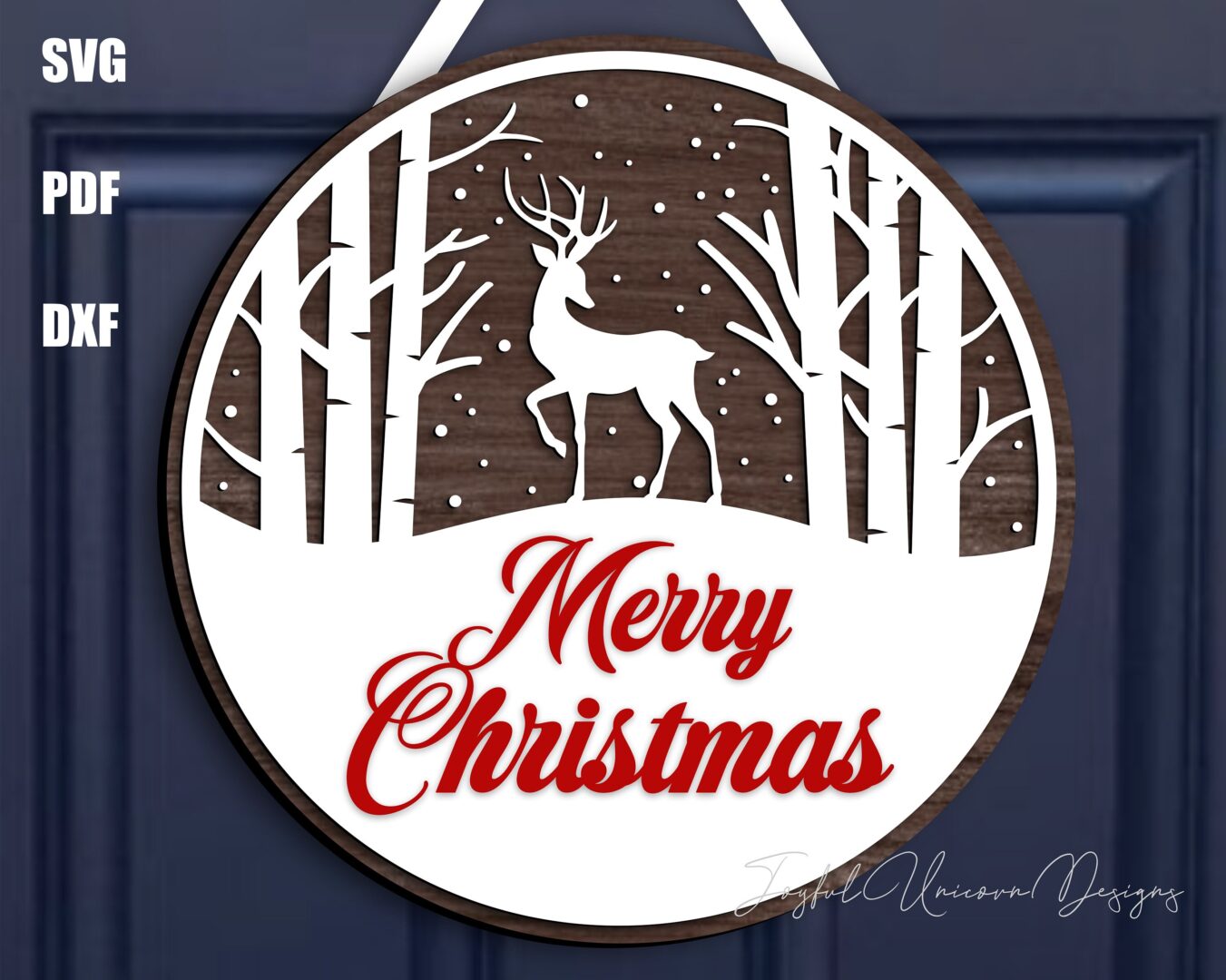 Christmas Wood Door Hangers SVG Bundle, Glowforge Ready file, Christmas Round Sign SVG, Laser cut files, Christmas Welcome Sign svg file - Image 6