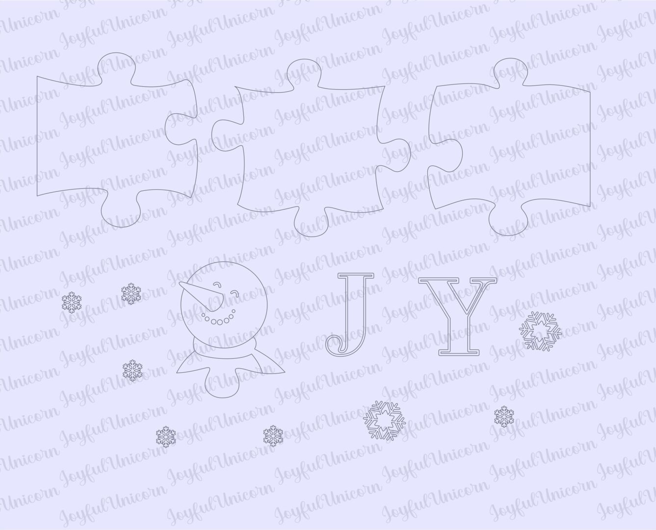 JOY Puzzle Snowman SVG Winter Christmas Wall Sign Laser Cut File Holiday Puzzle Decor for Glowforge Xtool File Digital Download File - Image 2