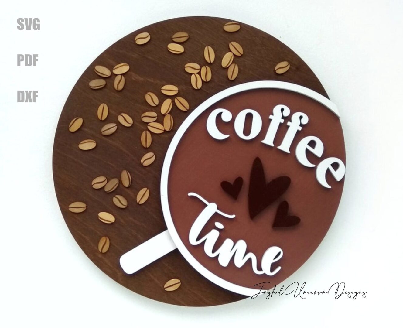 Coffee Time Round Sign SVG, Glowforge Ready file, Coffee Bar Sign SVG, Laser Cut file, Coffee Wall Decor, Kitchen Sign SVG