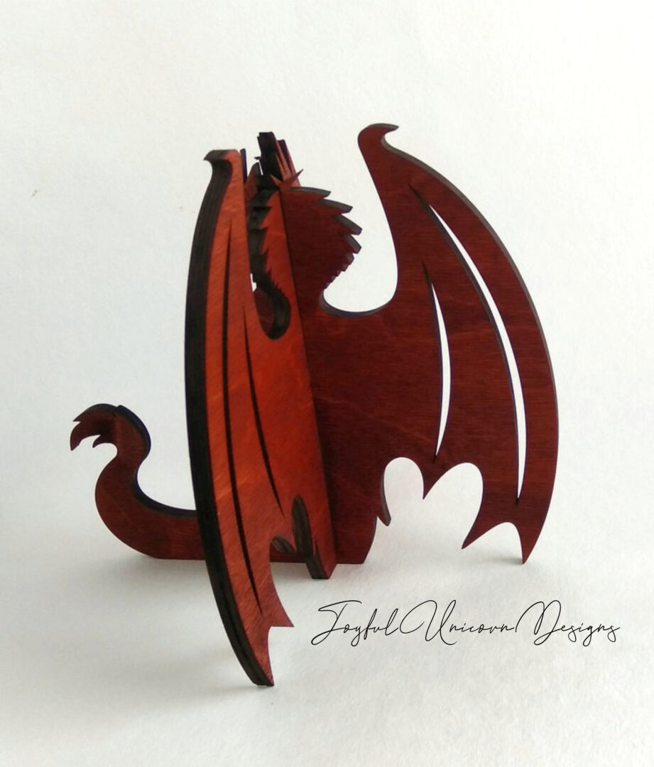 Dragon Easel Stand SVG, Glowforge Ready file, Laser Cut Easel Stand, Wood Plate Holder SVG, Plate State Template SVG, 3D Dragon svg - Image 3