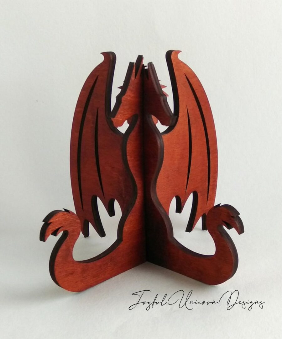 Dragon Easel Stand SVG, Glowforge Ready file, Laser Cut Easel Stand, Wood Plate Holder SVG, Plate State Template SVG, 3D Dragon svg - Image 4