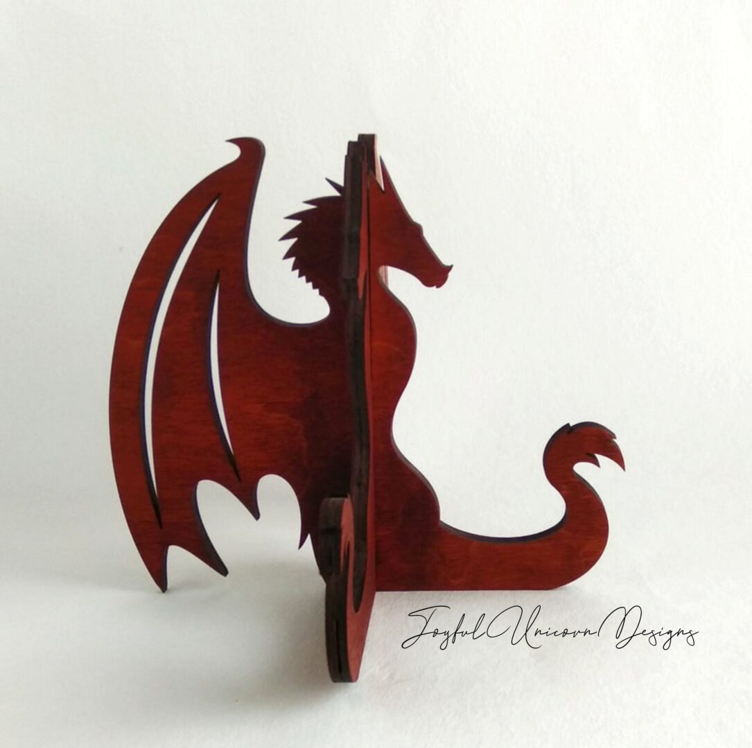 Dragon Easel Stand SVG, Glowforge Ready file, Laser Cut Easel Stand, Wood Plate Holder SVG, Plate State Template SVG, 3D Dragon svg - Image 2