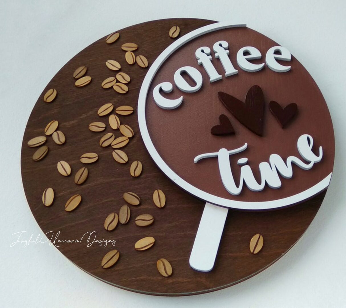 Coffee Time Round Sign SVG, Glowforge Ready file, Coffee Bar Sign SVG, Laser Cut file, Coffee Wall Decor, Kitchen Sign SVG - Image 4