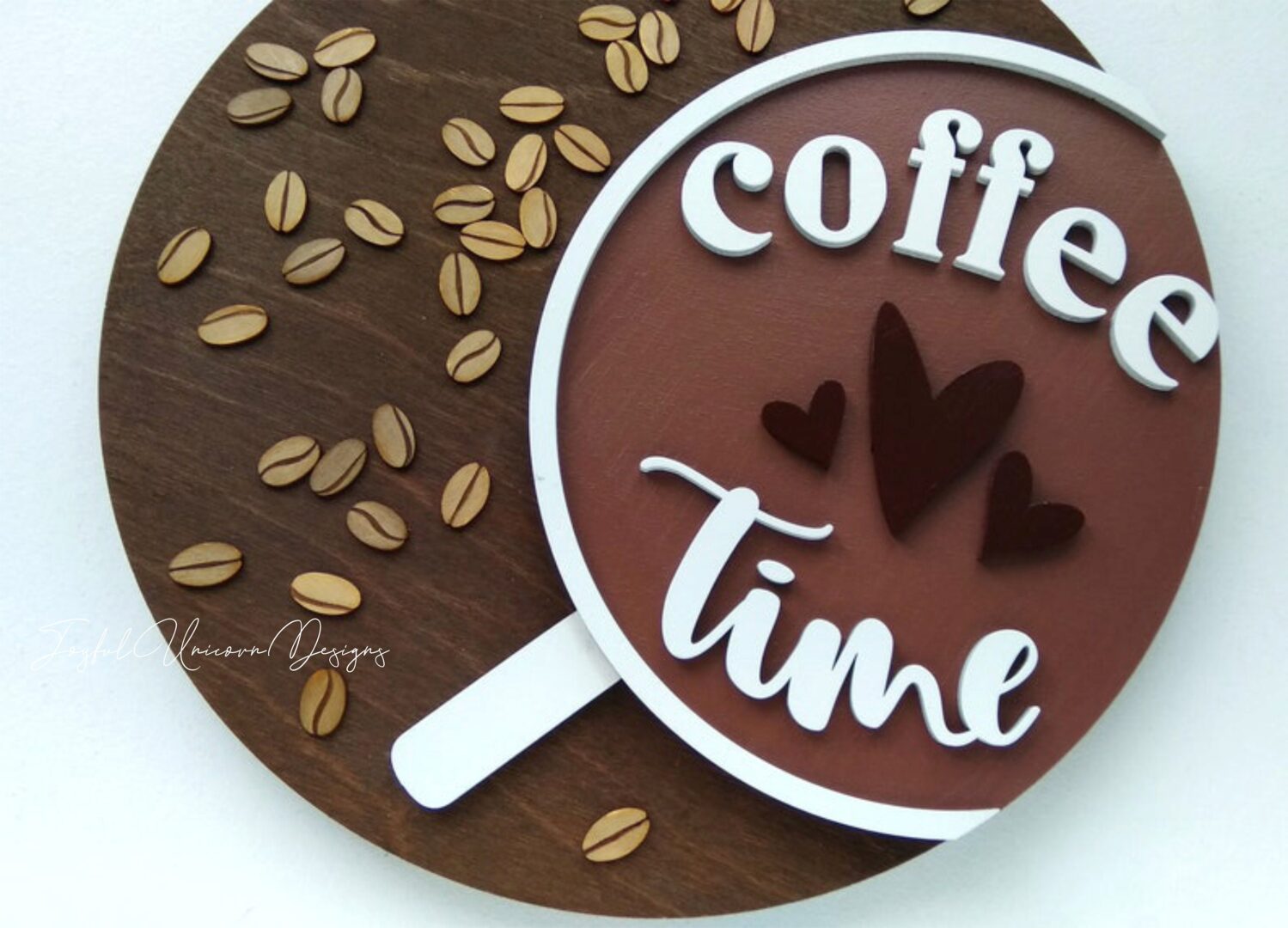 Coffee Time Round Sign SVG, Glowforge Ready file, Coffee Bar Sign SVG, Laser Cut file, Coffee Wall Decor, Kitchen Sign SVG - Image 6