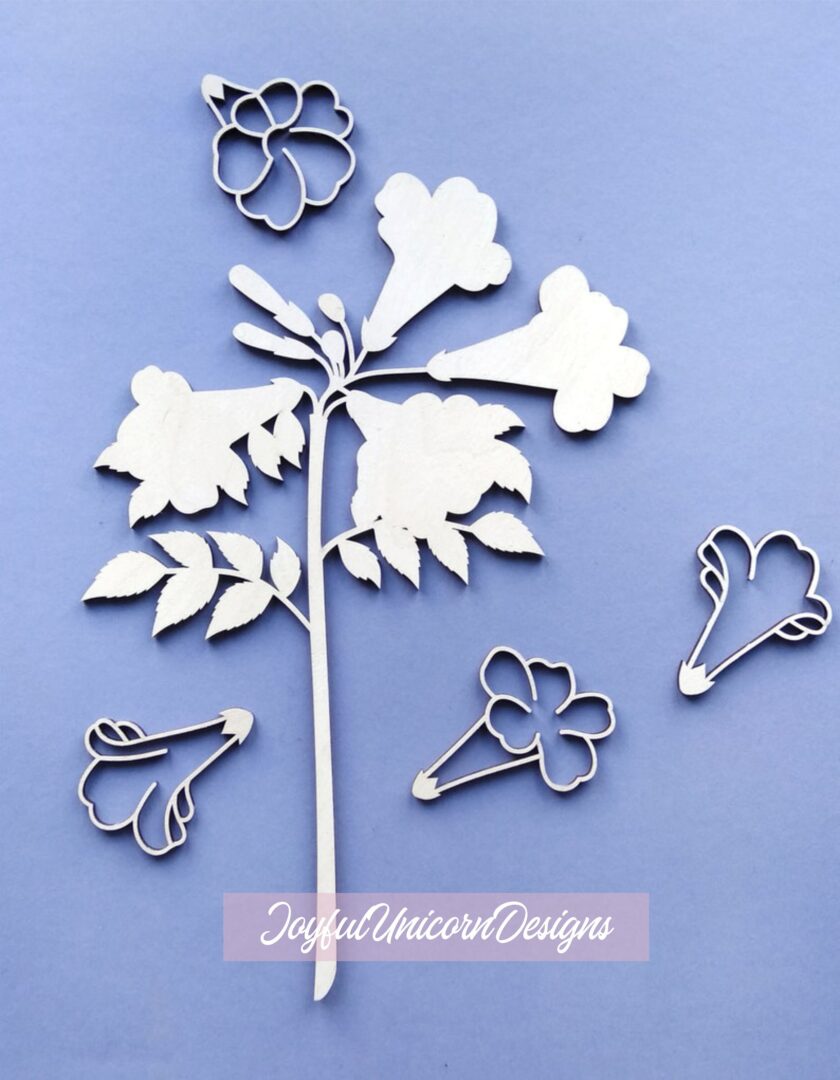 Trumpet Vine Flower SVG, Laser Cut Flower SVG, Laser Cut File for Cricut and Glowforge, Layered Flower SVG, Garden Flower svg - Image 5