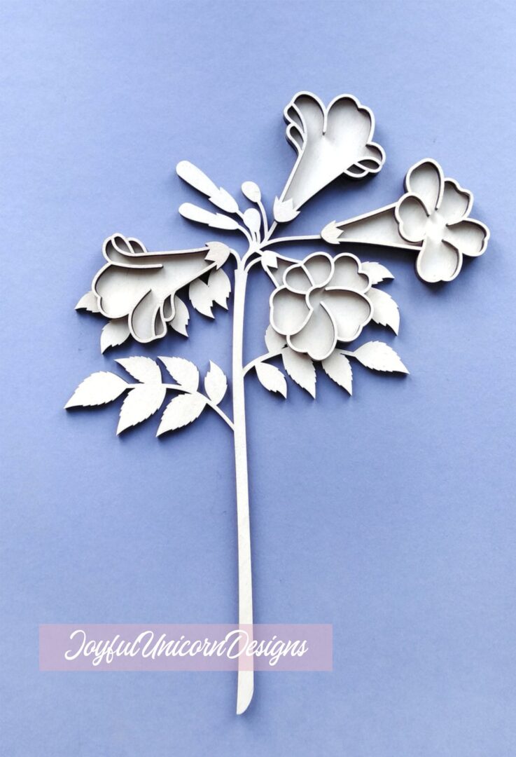 Trumpet Vine Flower SVG, Laser Cut Flower SVG, Laser Cut File for Cricut and Glowforge, Layered Flower SVG, Garden Flower svg - Image 2