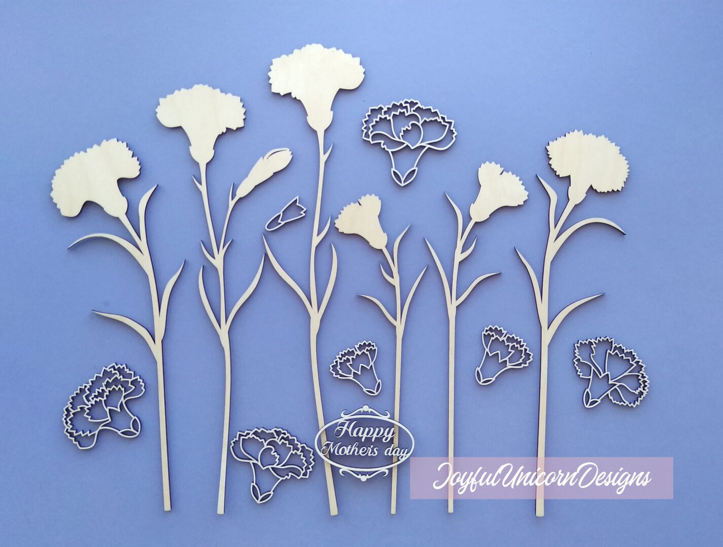 Carnations SVG Bundle, Laser Cut Flowers Bouquet SVG, Mothers Day Flowers SVG, Glowforge svg File, Cricut Flower svg, Layered Flower svg - Image 5