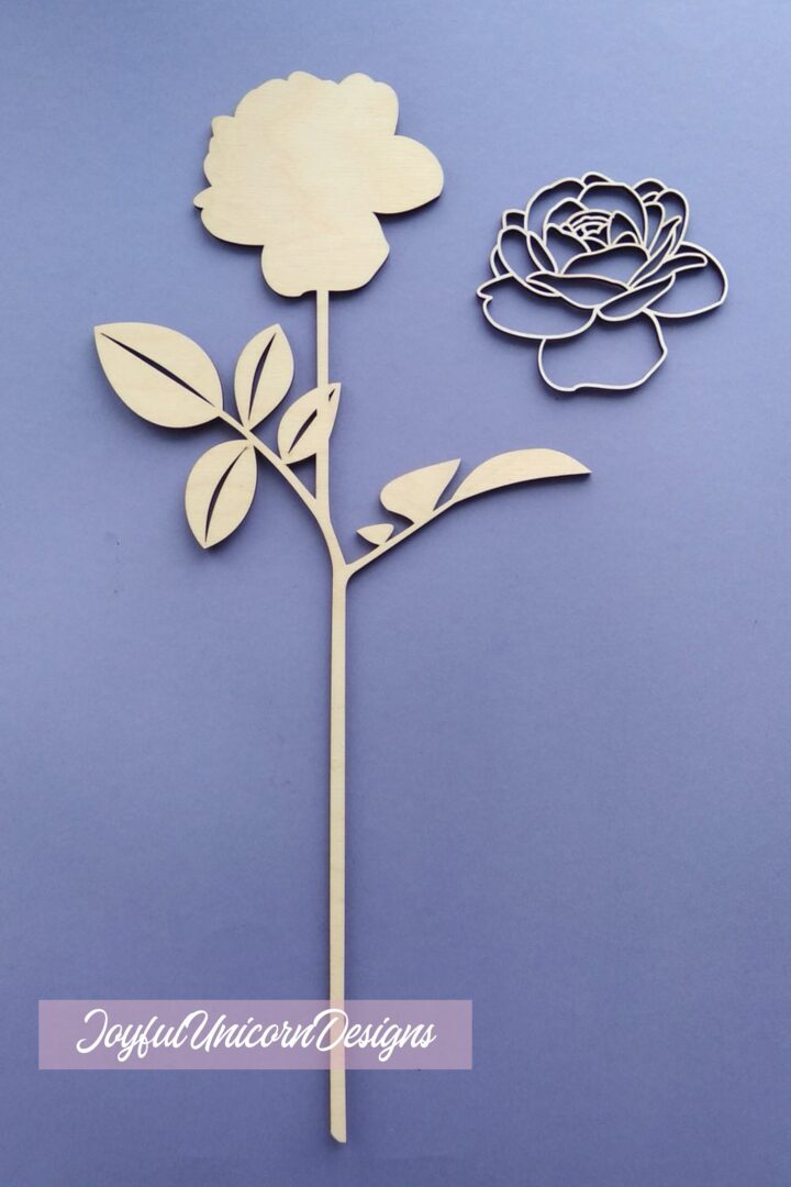 Long Stem Rose SVG, Laser Cut Flower SVG, Layered Rose SVG, Glowforge and Cricut Ready File, Vector Flower svg, Wooden flower svg - Image 3