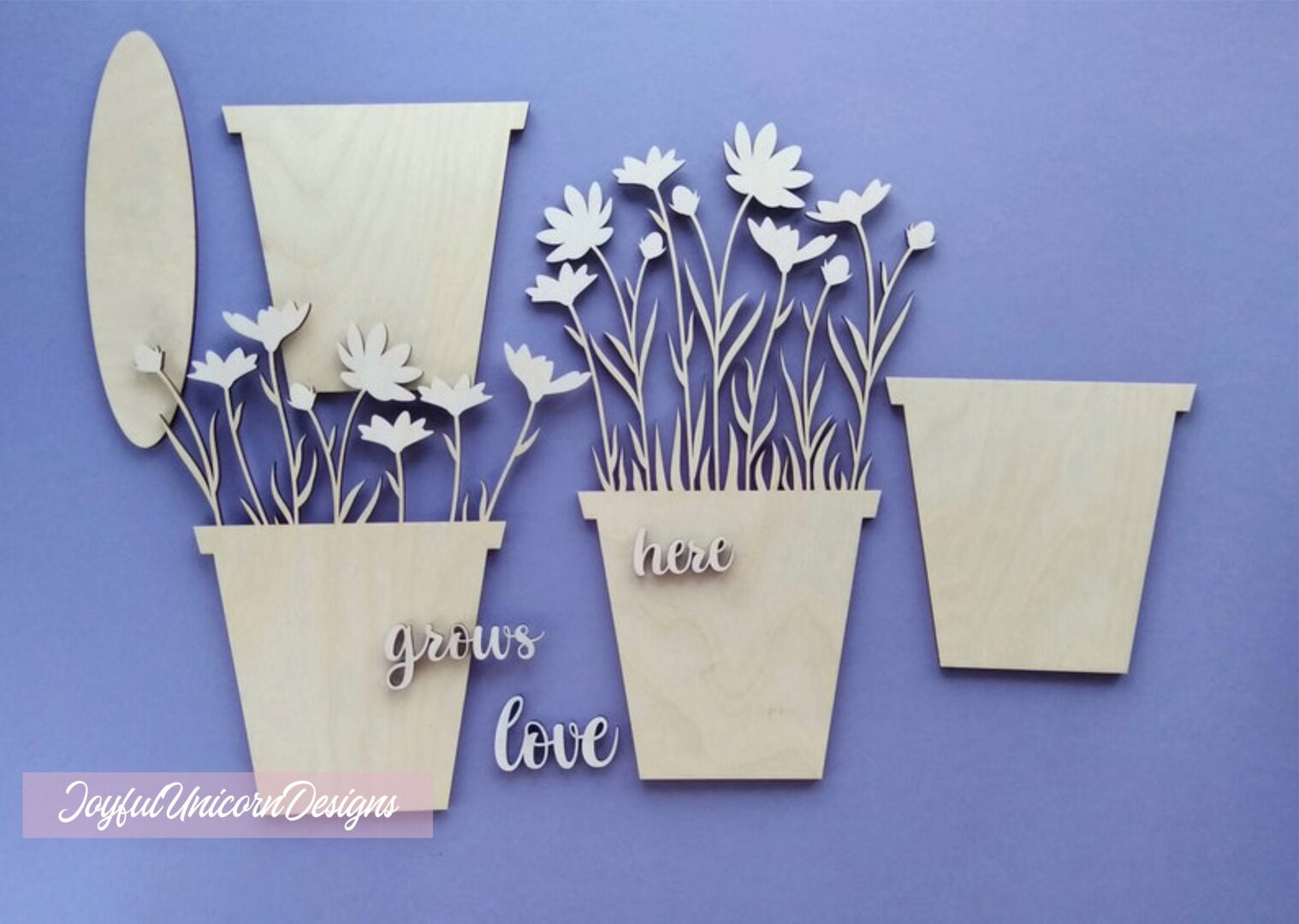 Mothers Day Flowers SVG, Daisies in the Pot, Laser Cut File, Love Grows Here Sign SVG, Mothers Day Sign SVG, Glowforge svg File - Image 3