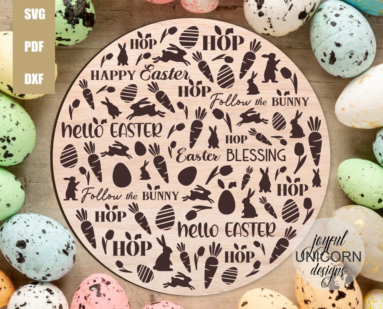 Easter Round Sign SVG, Bunny Board SVG, Laser Engraving File, Glowforge Ready File, Easter Cut File, Laser Engraving Pattern