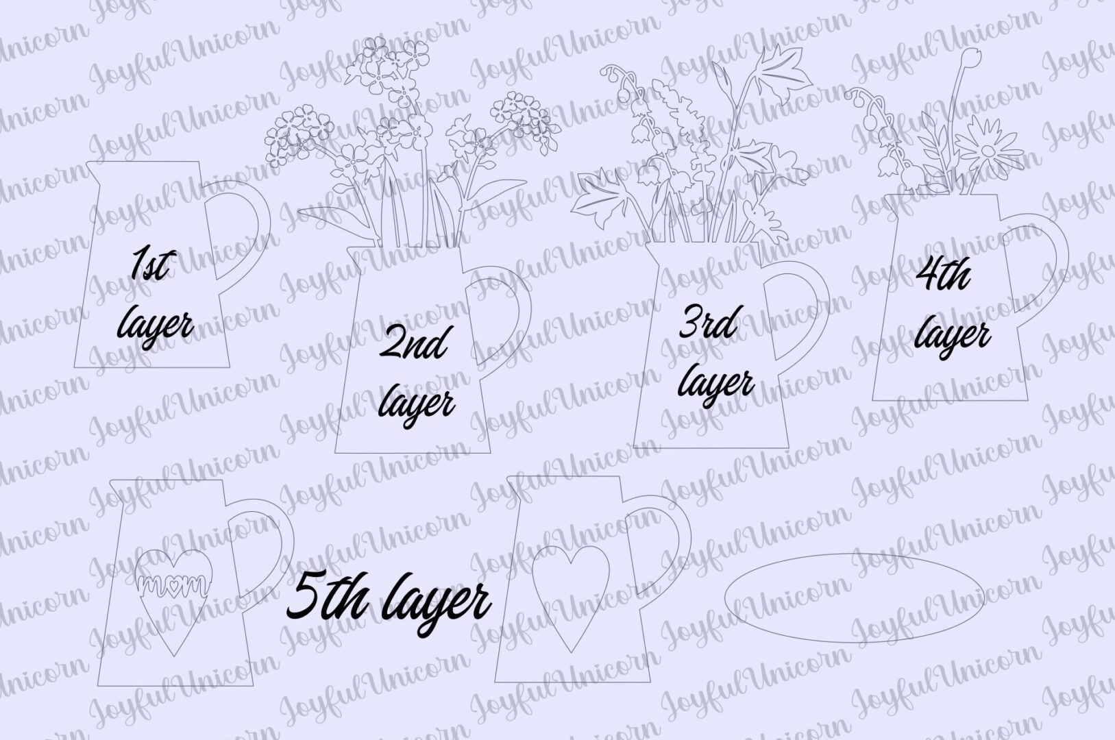 Mothers Day Flower Bouquet SVG, Mothers Day Gift SVG, Wildflower Bouquet SVG, Layered Flowers svg, Glowforge Ready File, Laser Cut File - Image 5