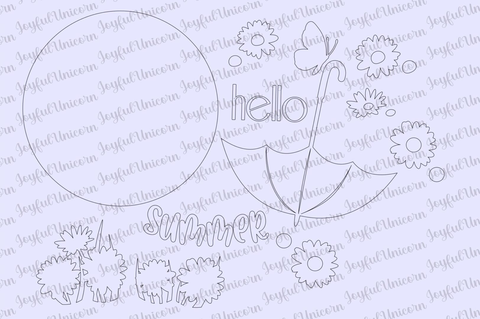 Hello Summer Round Sign SVG, Daisy Door Hanger SVG, Floral Door Hanger, Glowforge Ready File, CNC File, Cricut svg File, Front door Decor - Image 3