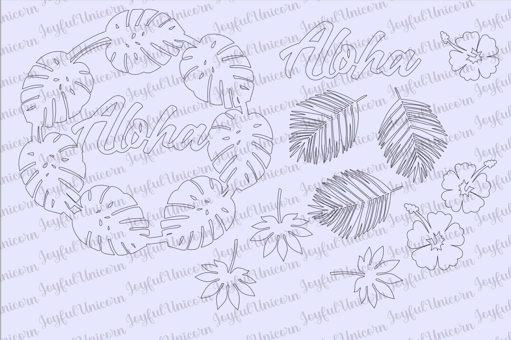 Aloha Welcome Sign SVG, Tropical Flower Wreath SVG, Hawaiian Door Hanger SVG, Summwer Welcome Sign, Laser cut File for Cricut and Glowforge - Image 4