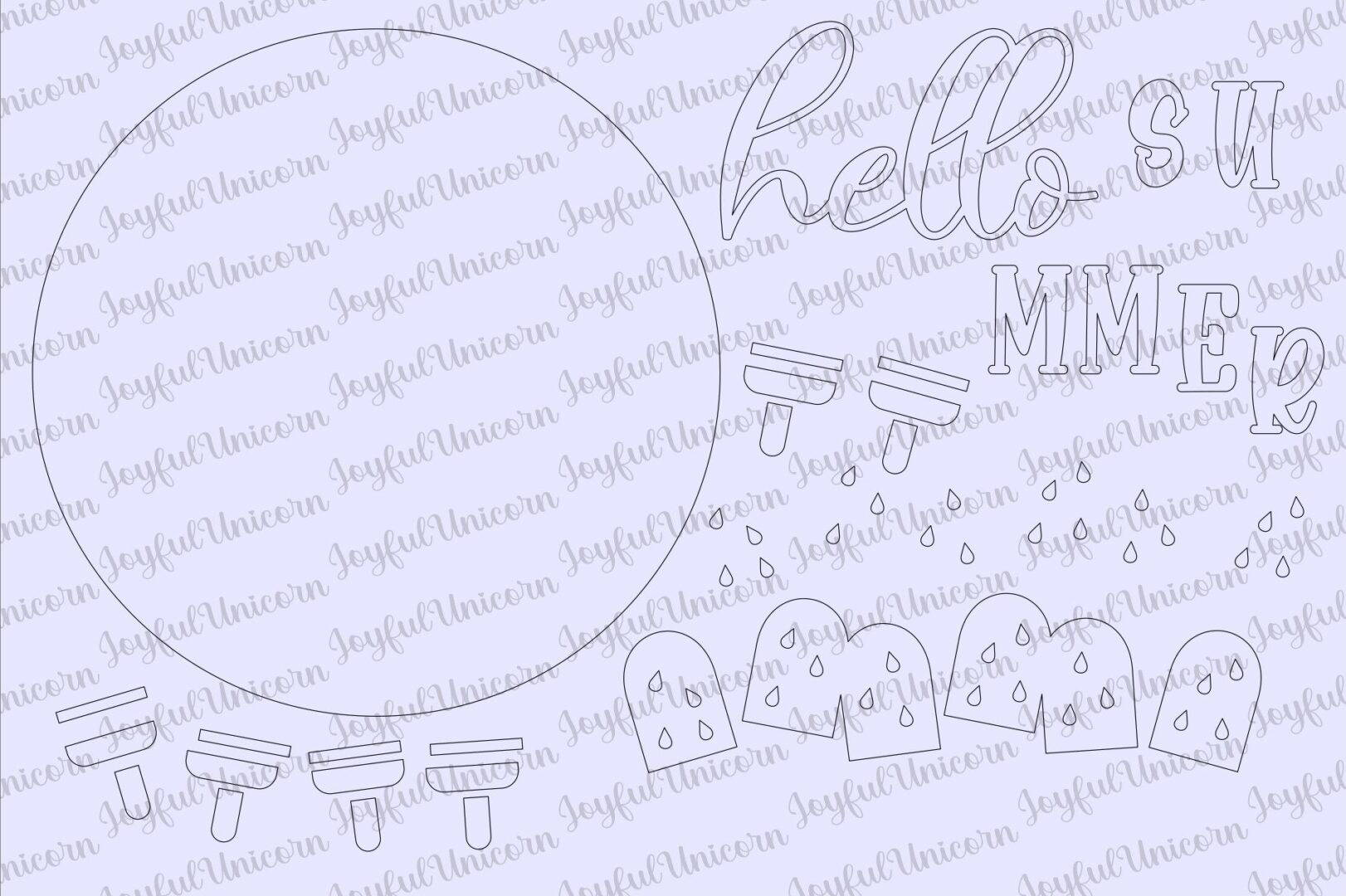 Hello Summer Round Sign SVG, Ice Cream Sign SVG, Summer Welcome Sign, Watermelon Wood Sign SVG, Glowforge and Cricut Ready File - Image 3