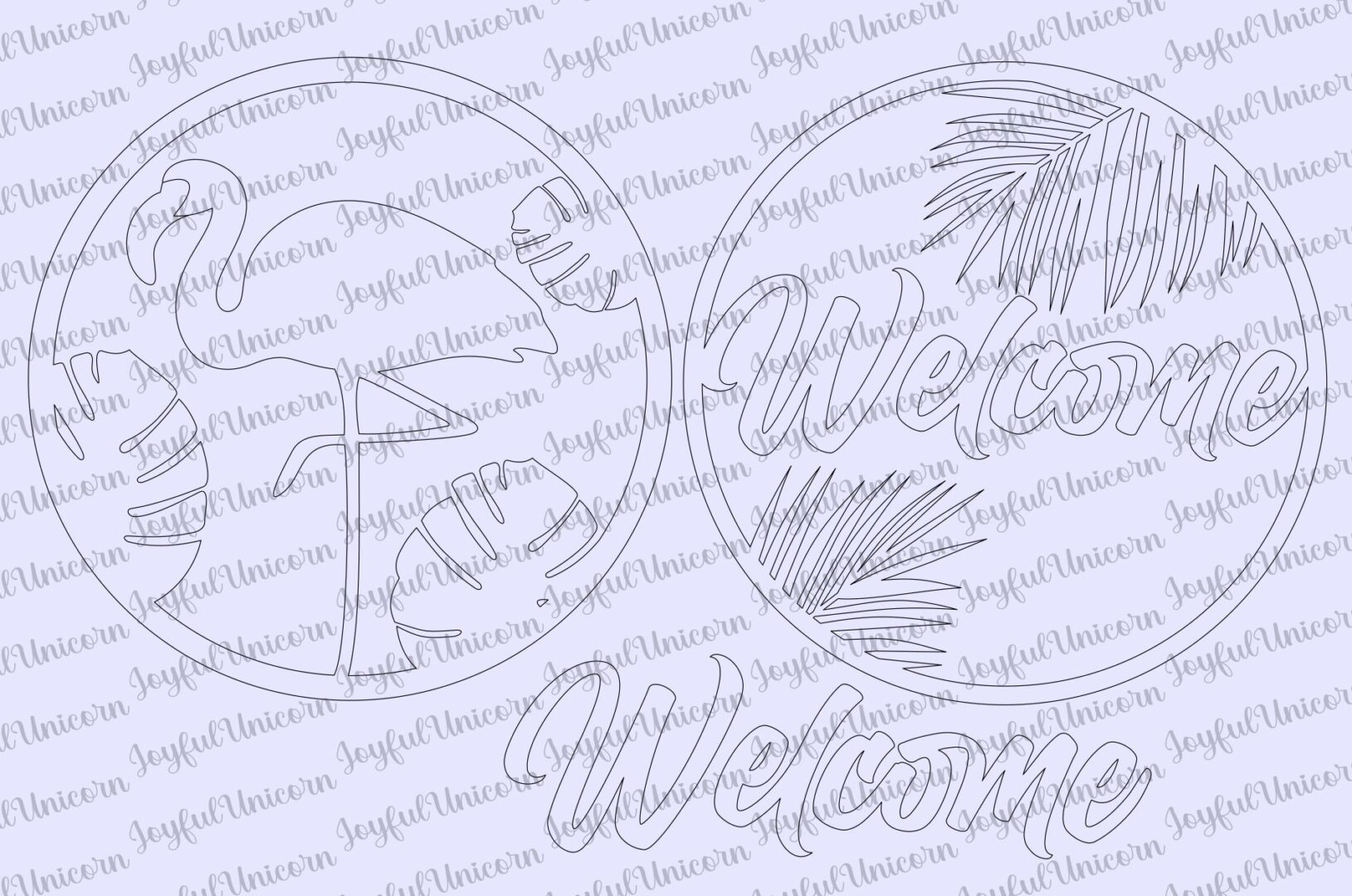 Flamingo Welcome Sign SVG, Tropical Door Hanger SVG, Summer Welcome Sign, Glowforge Ready File, CNC File, Front Door Sign, Laser Cut File - Image 3