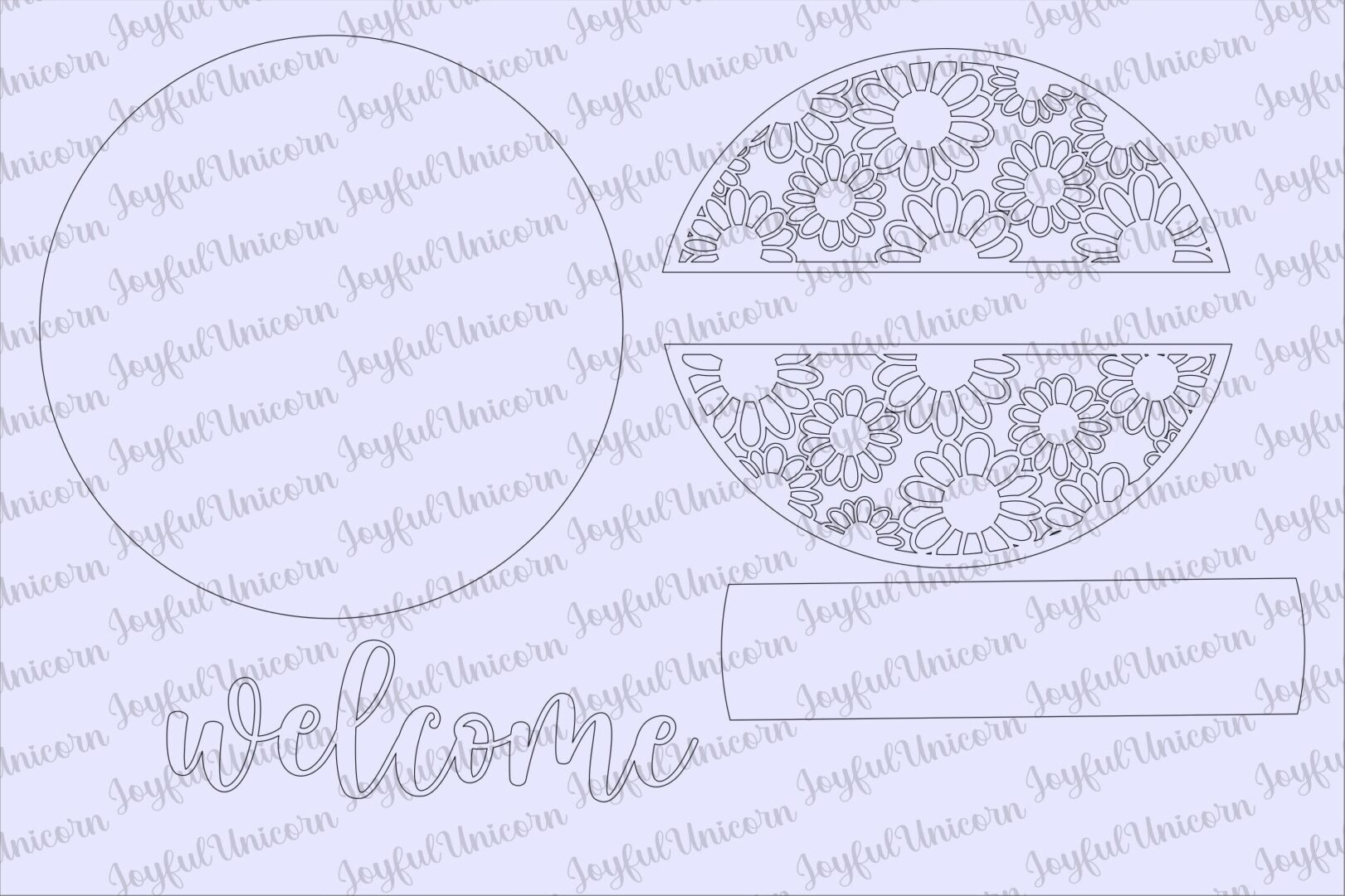 Daisy Welcome Round Sign SVG, Summer Door Hanger, Farmhouse Spring Sign SVG, Front Door Decor, Glowforge and Cricut File, CNC File - Image 3