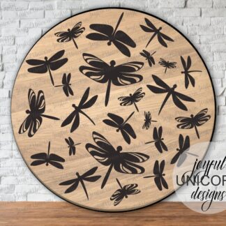 Dragonfly Round Wood Sign SVG, Insects Laser Engraving File, Glowforge Ready File, CNC File, Girl Nursery Name Sign, Laser Cut File