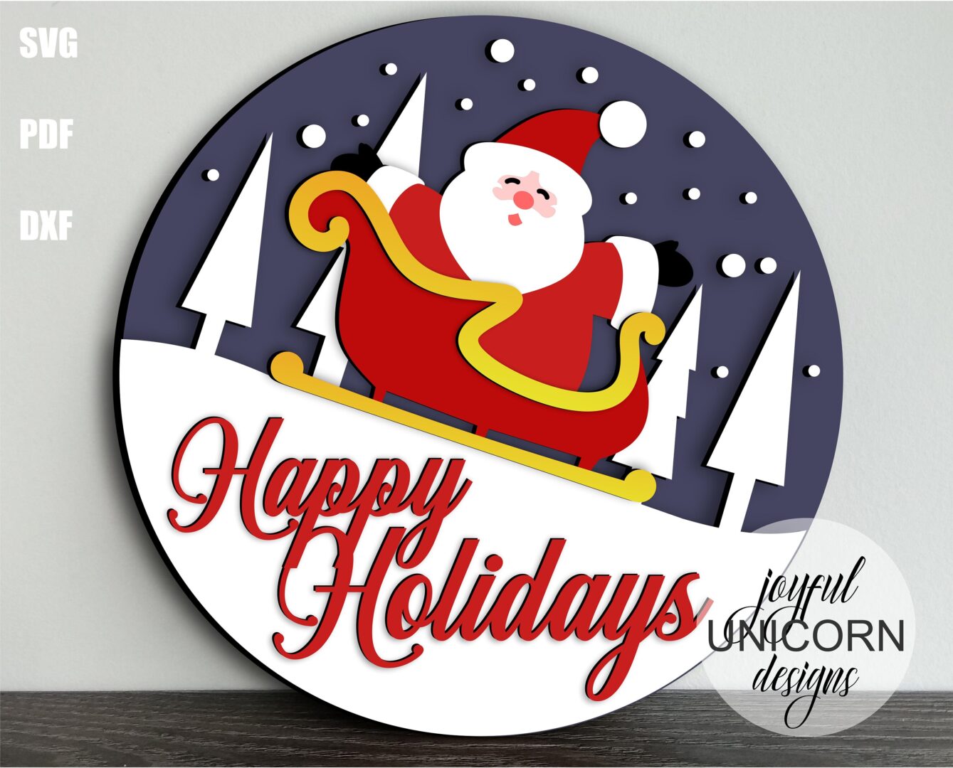 Christmas Round Signs SVG Bundle, Christmas Door Hangers, Glowforge Ready Files, Winter Welcome Signs, Christmas Front Door Decor - Image 2