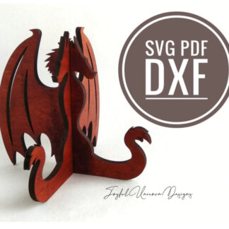 Dragon Easel Stand SVG, Glowforge Ready file, Laser Cut Easel Stand, Wood Plate Holder SVG, Plate State Template SVG, 3D Dragon svg