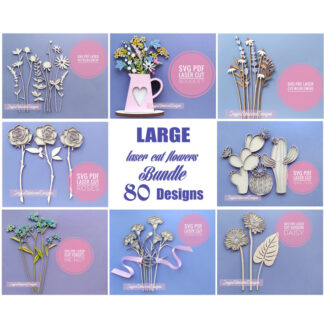 Laser Cut Flowers SVG Bundle, Layered Flowers SVG, Glowforge Ready Files, Laser Cut Plants SVG, Laser Cut Files, Wildflowers svg