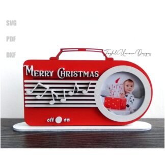 Christmas Photo Frame SVG Layered Christmas Radio SVG Merry Christmas Sign Christmas Decor SVG Family Photo Frame, Glowforge Xtool File