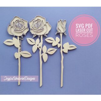 I Love You Rose SVG Bundle, Valentine's Day Rose SVG, Laser Cut Flowers SVG, Layered Flowers svg, Laser Cut File, Wood Rose svg