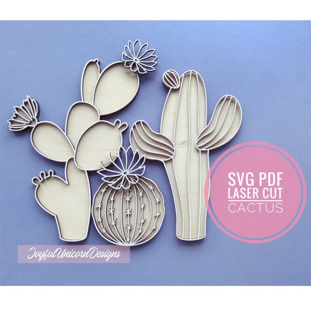 Cactus SVG Bundle, Laser Cut Plants, Laser Cut File for Cricut and ...