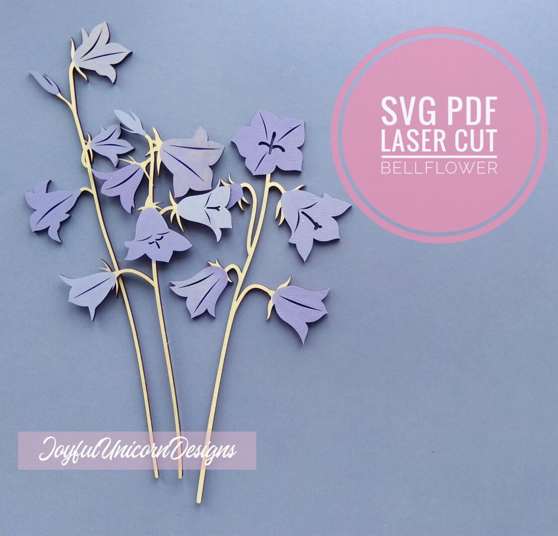Bellflower SVG, Campanula Flower SVG, Wildflowers SVG Bundle, Laser Cut Flowers for Cricut and Glowforge, Wood Flower Bouquet