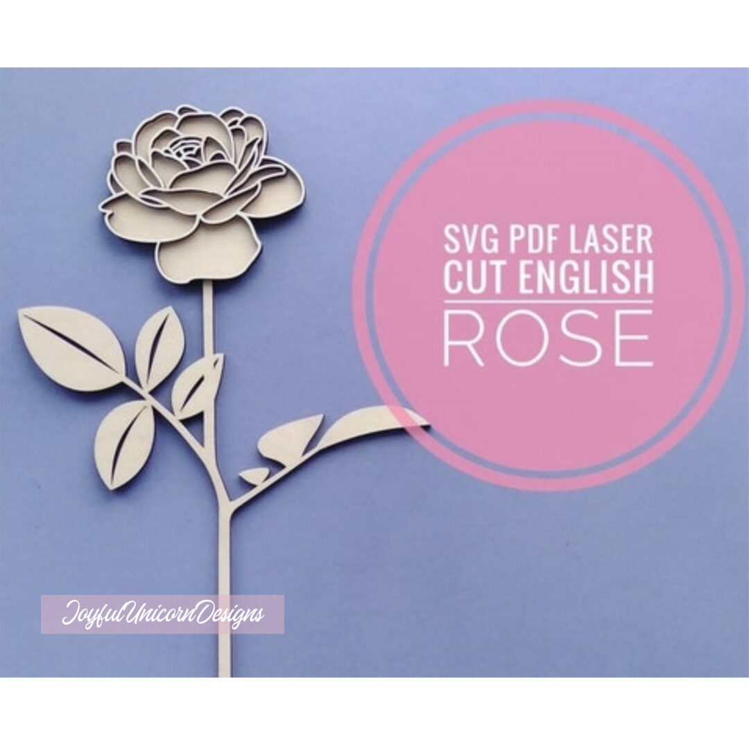 Long Stem Rose SVG, Laser Cut Flower SVG, Layered Rose SVG, Glowforge and Cricut Ready File, Vector Flower svg, Wooden flower svg