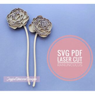 Ranunculus Flower SVG, Laser Cut Flower SVG, Cricut Flower SVG, Glowforge Ready File, Layered flower svg, Wooden flower svg