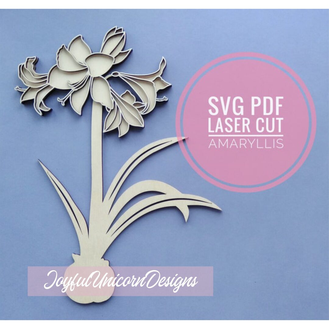 Amaryllis Flower SVG, Home Plant SVG, Laser Cut Flower for Cricut and Glowforge, Laser Cut Plant, Layered Flower SVG