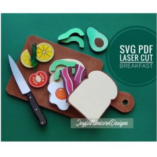 Breakfast Laser Cut Food SVG, Morning Food Meal SVG, Kitchen Sign svg, Diy Paint Kit, Laser Score File, Glowforge Ready File, CNC File