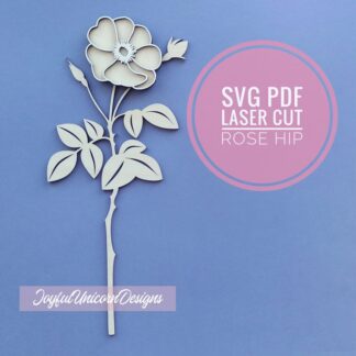 Rose Hip Flower SVG, Wild Rose SVG, Laser Cut Flower for Cricut and Glowforge, Rose Template SVG, Layered Flower svg, Wood Flower svg