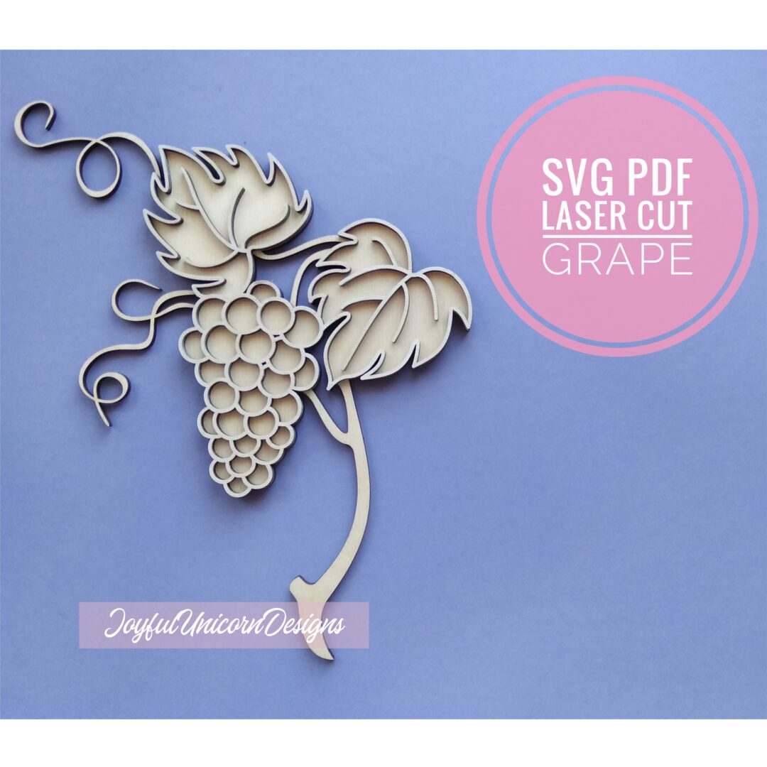 Grape SVG, Grape Branch SVG, Laser Cut Plant, Fruit SVG, Glowforge and Cricut Ready File, Layered Flower svg, Laser Cut File