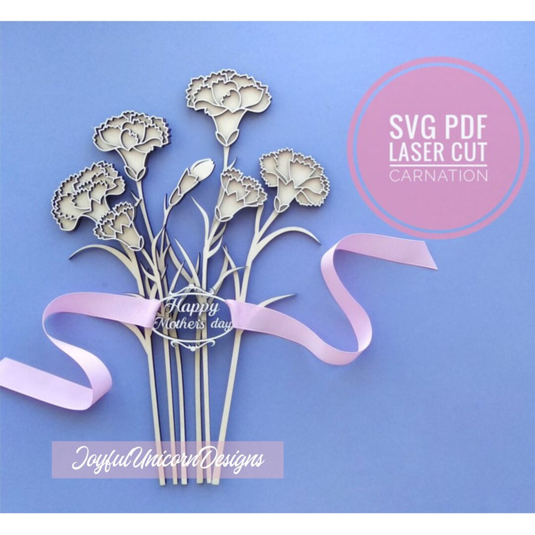 Carnations SVG Bundle, Laser Cut Flowers Bouquet SVG, Mothers Day Flowers SVG, Glowforge svg File, Cricut Flower svg, Layered Flower svg