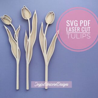 Tulip Flower SVG, Tulip SVG Bundle, Laser Cut Flowers for Cricut and Glowforge, Spring Flower SVG, Layered flower svg, Laser Cut File