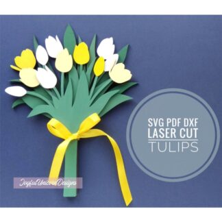 Wood Tulip Bouquet SVG, Laser Cut Tulips, Laser Cut Flower, Mothers Day Flowers, Layered Flower SVG, Glowforge and Cricut Ready File