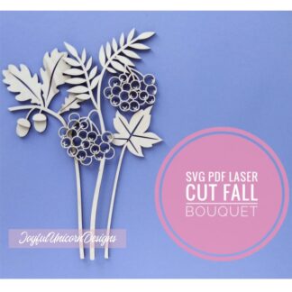 Rowan SVG, Laser Cut File, Cricut SVG, Autumn Leaves svg, Glowforge File, Oak Leaf svg, Acorn svg, Laser Cut Flower svg, Autumn Bouquet SVG