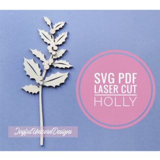Christmas Holly SVG, Holly Branch SVG, Holly Berry SVG, Christmas Plant svg, Laser Cut Flower svg, Winter Plant svg, Laser Cut File