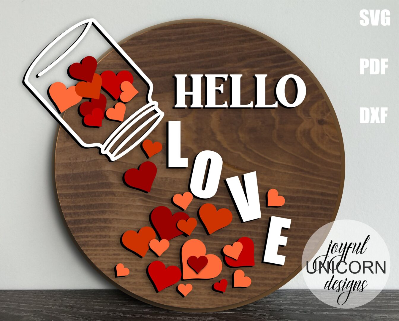Valentine's Day Wood Rounds Bundle SVG, Valentines Day Door Hangers SVG, Glowforge and Cricut Ready Files, Romantic Welcome Signs - Image 5