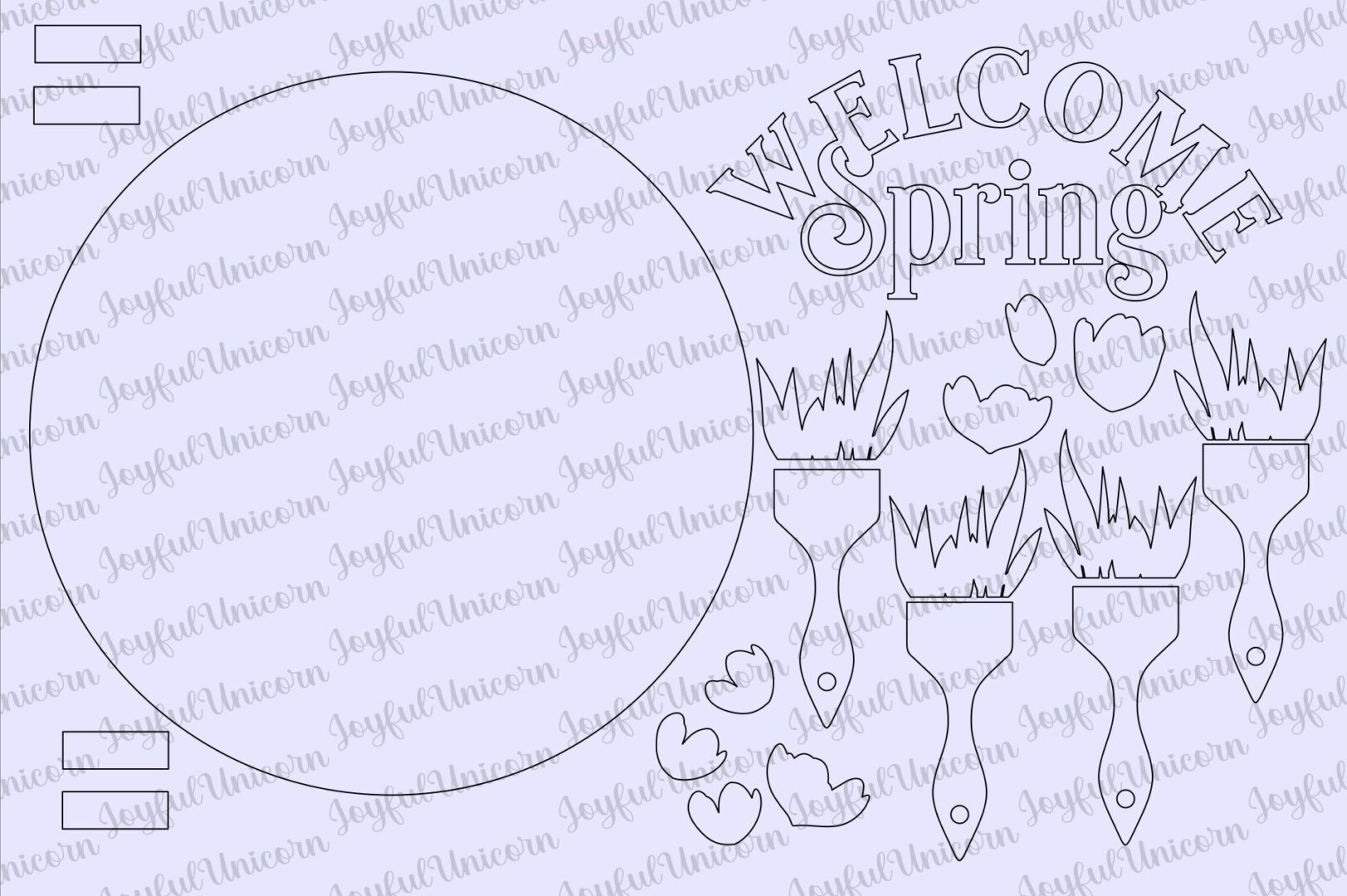 Welcome Spring Round Sign SVG, Tulip Door Hanger SVG, Glowforge and Cricut Ready File, Spring Door Decor SVG, Laser Cut File - Image 5