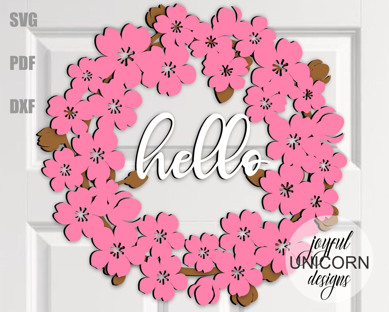 Cherry Blossom Wreath SVG, Sakura Door Hanger SVG, Spring Wreath SVG ...