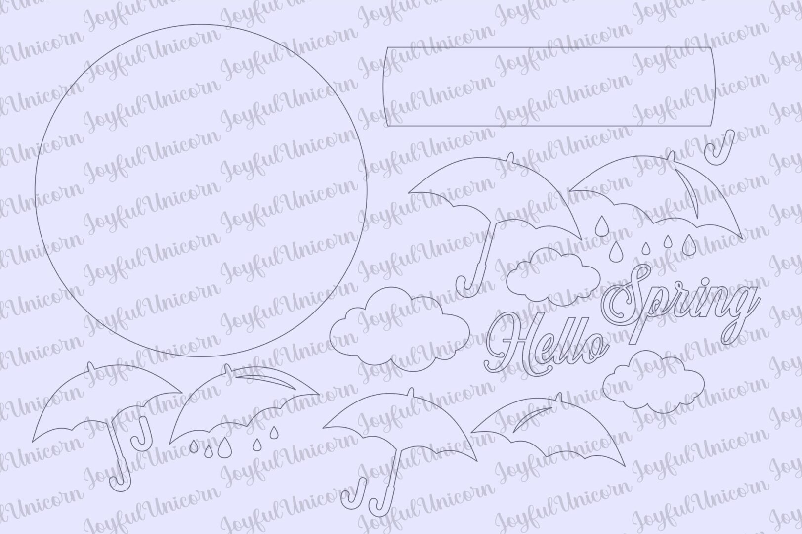 Hello Spring Round Sign SVG, Umbrella Door Hanger SVG, Spring Welcome Sign, Glowforge and Cricut Ready File, Laser Cut File, Front Door Sign - Image 3