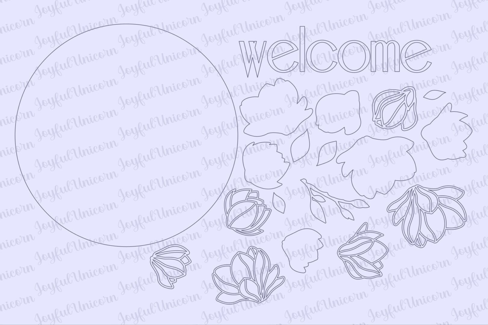 Magnolia Welcome Sign SVG, Floral Door Hanger SVG, Spring Wood Round Sign, Summer Front Door Decor, Glowforge and Cricut Ready File - Image 3