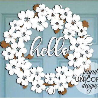 Cherry Blossom Wreath SVG, Sakura Door Hanger SVG, Spring Wreath SVG, Wood Round Sign, Laser Cut File, Spring Door Decor, Glowforge File