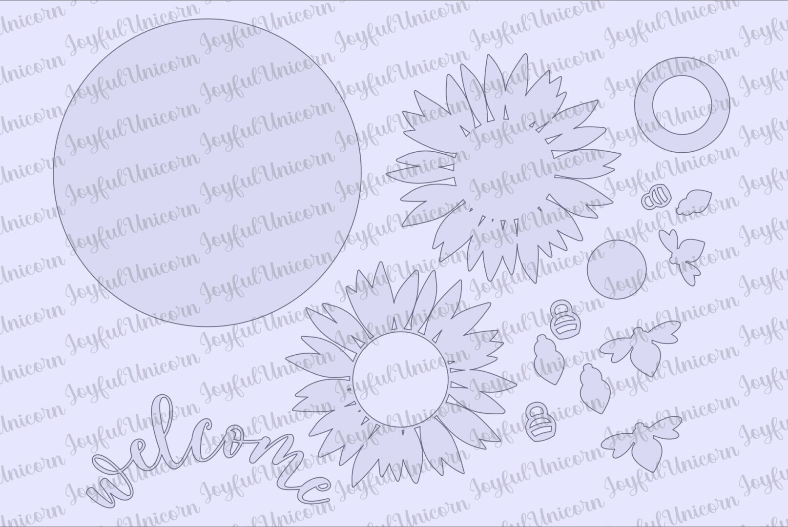 Sunflower Welcome Sign SVG, Summer Door Hanger SVG, Bee Wood Round Sign, Glowforge and Cricut Ready File, Laser Cut File, Front Door Sign - Image 3